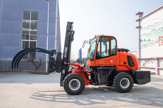 Enclosed Electric 4wd Rough Terrain Forklift 3 Tons Easy Operation